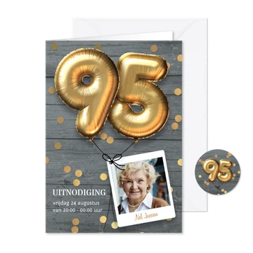 Uitnodiging verjaardag 95 jaar ballon